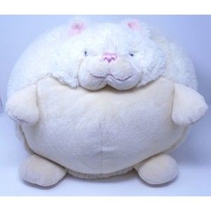 Genuine American Mills White 15" Tall Fat Cat Pillow Plush Round Clean